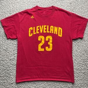 Adidas LeBron James Shirt Men Large Red #23 Jersey Logo NBA Basketball Cleveland